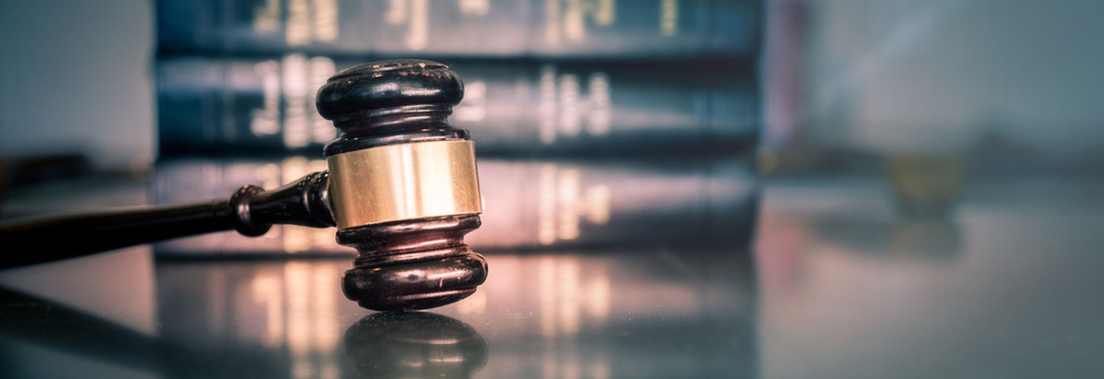 Judges gavel in front of law books